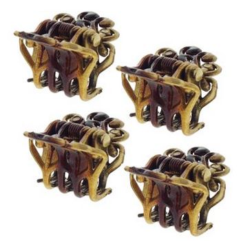 HB HairJewels - Lucy Collection - Petite Curliecue Lyric Clips - Gold & Copper (Set of 2)