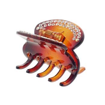 HB HairJewels - Lucy Collection - Small Oval Crystal Encrusted Claw Clips - Tort (1)