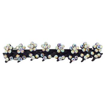 HB HairJewels - Lucy Collection - Crystal Daisy Line Barrette - White Ab (1)