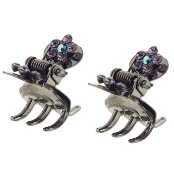 HB HairJewels - Lucy Collection - Extra Petite Crystal Daisy Claw Clips - Lavender (Set of 2)