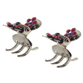 HB HairJewels - Lucy Collection - Extra Petite Crystal Daisy Claw Clips - Ruby (Set of 2)