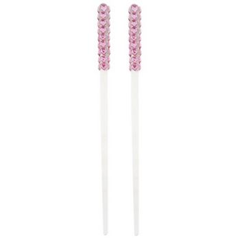 HB HairJewels - Clear Heart Gem Hairsticks - Pink (2)