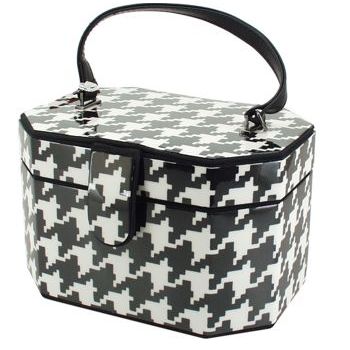 Karen Marie - Boutique Bags - Black and White Houndstooth Octagonal Jewel Box