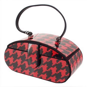 Karen Marie - Boutique Bags - Black and Red Houndstooth Rounded Jewel Box