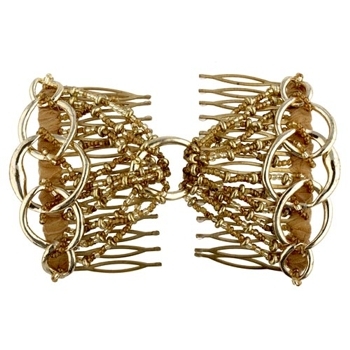 Evita Peroni - Aurele Double Comb - Gold - Connected Beaded Combs