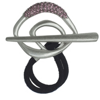 Evita Peroni - Tessa Austrian Crystal Encrusted Pony Twist - Light Rose Hued Crystals On Silver Hued Metal (1)