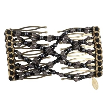 Evita Peroni - Constance Double Comb - Jet - Connected Beaded Combs