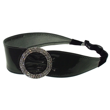 DaCee Designs - Patent Leather Buckle Headwrap - Grey