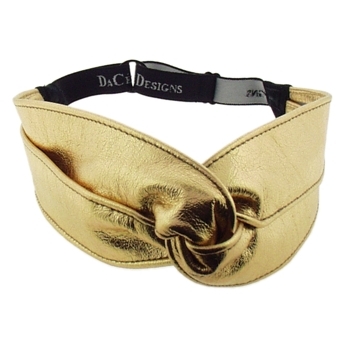 DaCee Designs - Leather Turban Headwrap - Metallic Gold