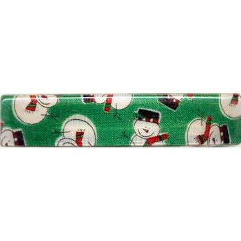 France Luxe - Regular Rectangle Barrette - Green Snowmen