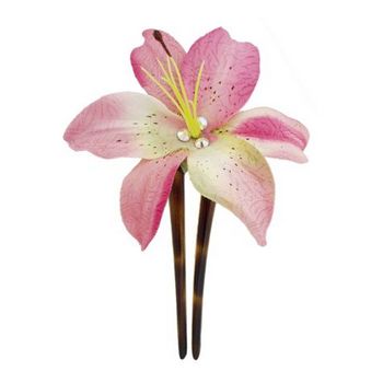 Karin's Garden - Water Color Tiger Lily Topped Large Chignon - Pink (1)