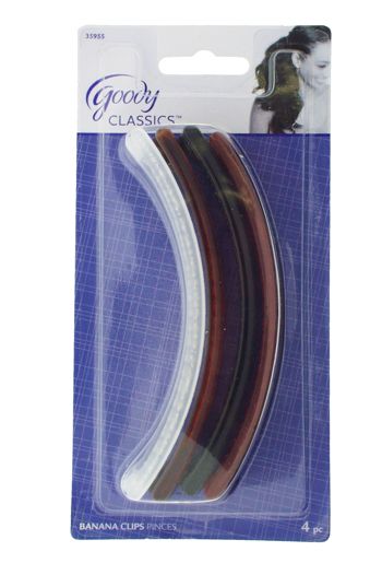 Goody - Shelli Banana Clips - Black, Auburn, Tort & Frosted White (Set of 4)