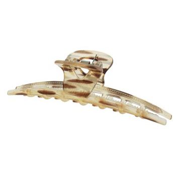Scunci - No Slip Grip - Fine Hair - Banana Jaw Clip - Clear Spotted w/Brown & Silver