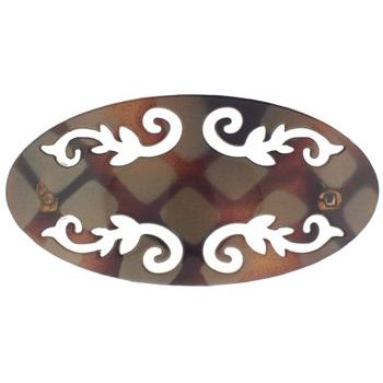 Scunci - No Slip Grip - Oval Filigree Barrette - Gray & Tort Criss Cross