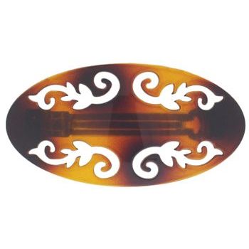 Scunci - No Slip Grip - Oval Filigree Barrette - Tortoise