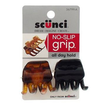 Scunci - No Slip Grip - Small Chunky Claw - Black & Tort (Set of 2)