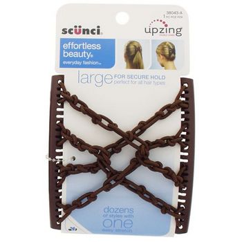 Scunci - Upzing Braided Double Combs - Large - Chocolate (1)