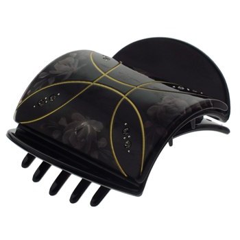 Karen Marie - Oriental Flat Claw - Gold Loops w/Smoke Flowers (1)