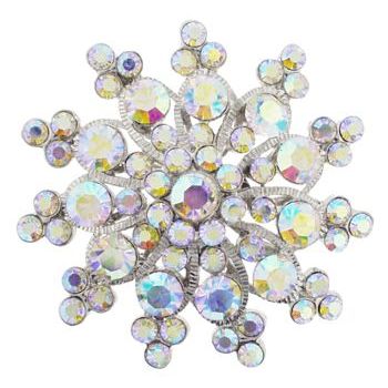 Karen Marie - Bridal Collection - Vintage Crystal Old Fashion Snowflake Brooch - White AB (1)