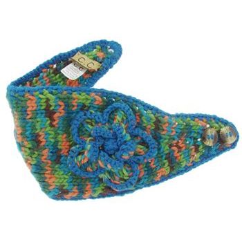 SOHO BEAT - Knitted Winterband with Flower - Blue Multi