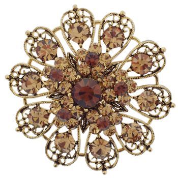 Karen Marie - Vintage Gold & Topaz Flower Brooch (1)