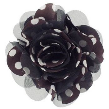 SOHO BEAT - Polka Party - Polka Dot Satin & Chiffon Flower Clip - Brown & Black