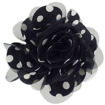 SOHO BEAT - Polka Party - Polka Dot Satin & Chiffon Flower Clip - Black