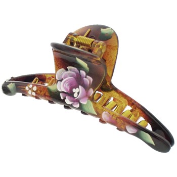 SOHO BEAT - Tea Party Collection - Hand Painted Banana Claw - Tort and Pink/Purple