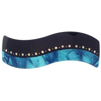 SOHO BEAT - French Fashionista - Crystal Encrusted Wavy Barrette - Aqua