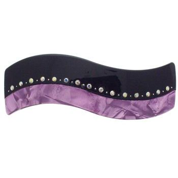 SOHO BEAT - French Fashionista - Crystal Encrusted Wavy Barrette - Amethyst