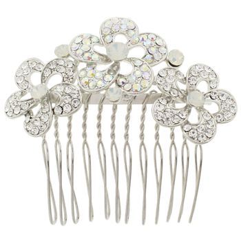 SOHO BEAT - Crystal Avenue - Whimsical Moonstone Flower Comb - White