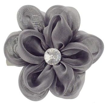 SOHO BEAT - Tea Party Collection - Petite Satin Rose Clip & Brooch - Smoke