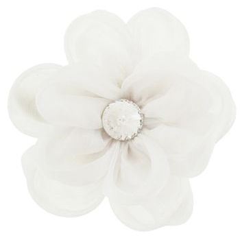 SOHO BEAT - Tea Party Collection - Petite Satin Rose Clip & Brooch - White