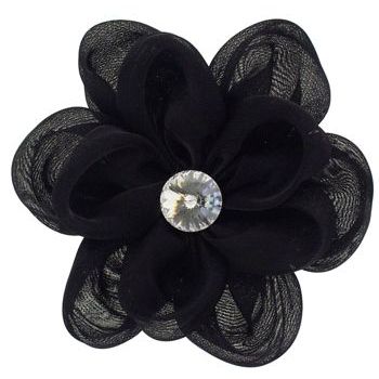 SOHO BEAT - Tea Party Collection - Petite Satin Rose Clip & Brooch - Jet Black