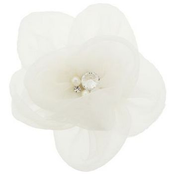 SOHO BEAT - Tea Party Collection - Large Chiffon Rose Clip & Brooch - White (1)