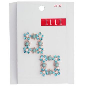 Elle & Elle Girl - Square Crystal Flower Jeanwire Barrettes