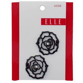 Elle & Elle Girl - Open Rose Jeanwire Barrettes - Black
