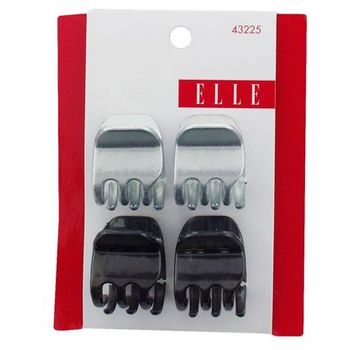 Elle & Elle Girl - Mini Chuncky Jaw Clips - Metallic Silver/Black (Set of 4)