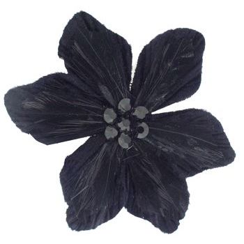 Karin's Garden - Velvet Flower w/Feathers - Black (1)