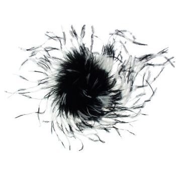 Karin's Garden - Large Ostrich Feather Swirl Clip - Black and White