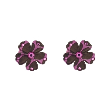 Rachel Weissman - Two Tone Dot Daisy Clips w/Rhinestones - Lilac & Chocolate (Set of 2)