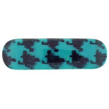 Charles Wahba - Rounded Rec Houndstooth Barrette - Turquoise (1)