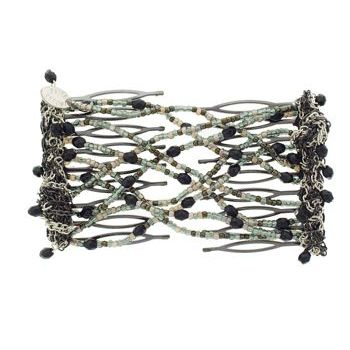 Evita Peroni - Christiane Double Comb - Black- Connected Beaded Combs