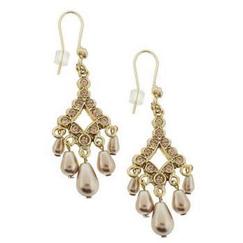 RJ Graziano - Pearl and Rose Swarovski Crystal Chandelier Earrings