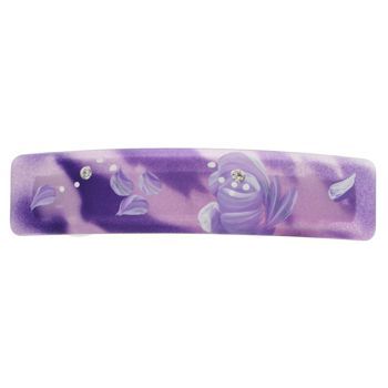 Conair Accessories - Large Barrette - Painted Flower w/Stones - Purple