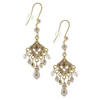 RJ Graziano - Pearl and Amythest Swarovski Crystal Chandelier Earrings