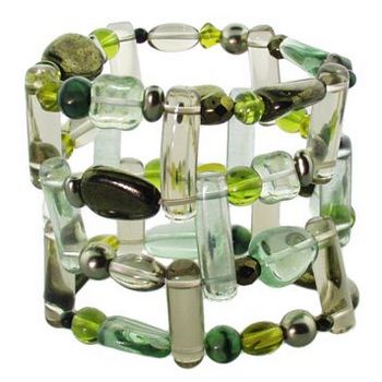 Karen Marie - Expandable Cuff - Peridot, Sea Foam & Emerald