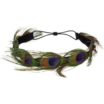 SBNY Accessories - Short Tail Peacock Feather Stretch Headband
