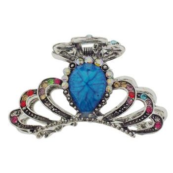 SOHO BEAT - French Fashionista - Moonstone and Crystal Jaw Clip - Blue Topaz