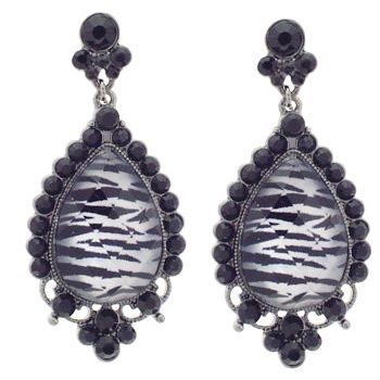 SOHO BEAT - Wild About Town - Crystal Dome Drop Earrings - Zebra